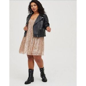 Torrid Dress Womens 5X Plus Mini Sequin Fringe Gold New Years Flapper Cosplay